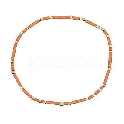 Minimalist Glass Seed Beads & Brass Beads Stretch Bracelets for Women BC0195-3-1