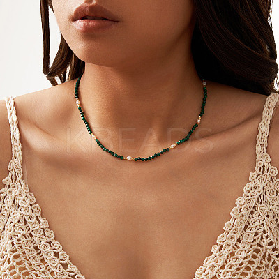 Natural Freshwater Pearl & 925 Sterling Silver Beaded Necklaces for Women NJEW-G154-03G-1
