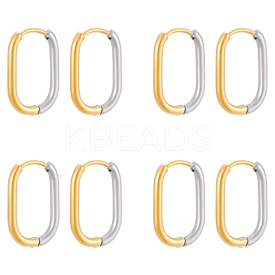 4Pairs 304 Stainless Steel Two Tone Hoop Earrings EJEW-UN0003-12-1