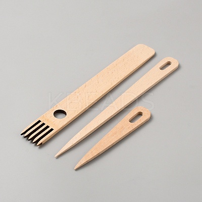 Wood Tapestry Weaving Needle & Weaving Comb Tool Sets for Knitting Loom Accessories TOOL-WH20001-02-1