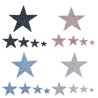 20Pcs 4 Colors Star Hotfix Rhinestone Kit(Hot Melt Adhesive On The Back) DIY-FH0007-04-1