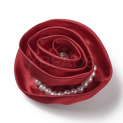 Flower Cloth with Plastic Pearl Brooch Pin JEWB-K013-01P-02-1
