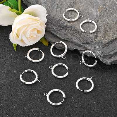 201 Stainless Steel Huggie Hoop Earring Findings STAS-P283-01J-S-1