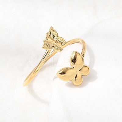 304 Stainless Steel Cuff Rings for Women RJEW-K312-03G-1
