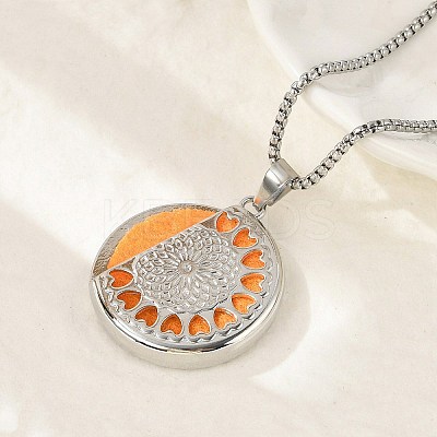 316 Surgical Stainless Steel Aromatherapy Diffuser Perfume Hollow Flat Round Pendant Box Chain Necklaces LS-NJEW-R016-01P-07-1