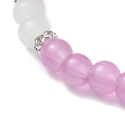 Baking Paint Imitation Jade Glass Round Beaded Charm Bracelets BJEW-JB11737-02-1