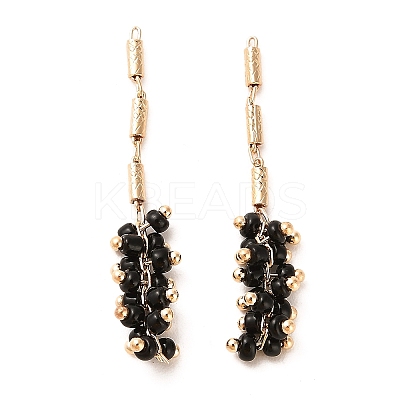Rack Plating Brass Column Glass Seed Beads Links Connector Charms KK-M266-12G-01-1