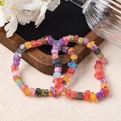 Unisex Synthetic Crackle Quartz Chips Beads Stretch Bracelets BJEW-S143-18-1-1