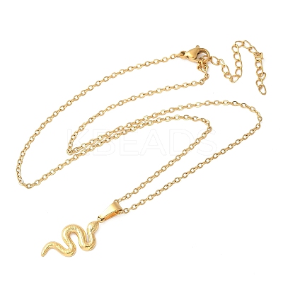 304 Stainless Steel Snake Pendant Necklaces for Women Men LS-NJEW-Z063-03G-02-1
