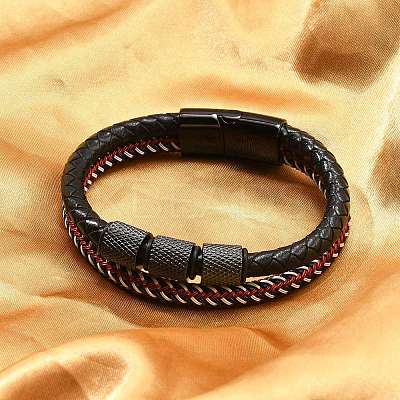 Braided Leather Multi-strand Bracelets BJEW-Z081-15EB-1