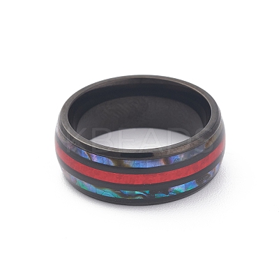 Ion Plating(IP) 304 Stainless Steel Paua Shell Cuff Ring for Women LS-RJEW-M014-01B-F-1