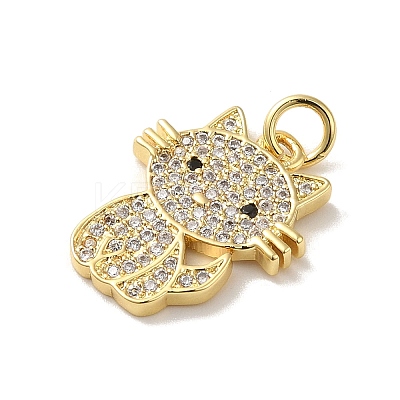 Rack Plating Brass Micro Pave Cubic Zirconia Pendants KK-C047-15G-1