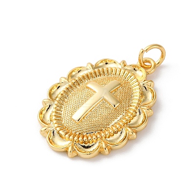 Brass Pendants with Jump Ring KK-V016-09G-1