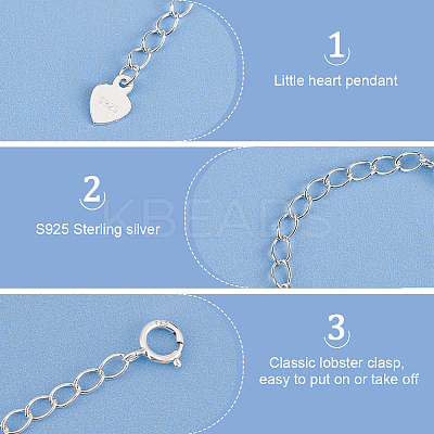 4Pcs 2 Styles 925 Sterling Silver Plated Sterling Silver Curb Chain Extender FIND-BC0005-13A-1
