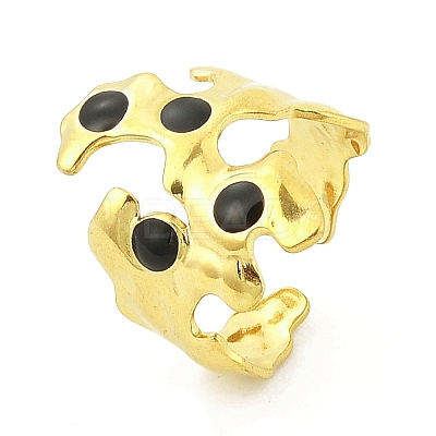 Irregular 304 Stainless Steel Enamel Wide Open Cuff Rings for Women RJEW-G338-12G-02-1
