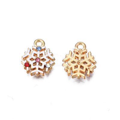 Christmas Rack Plating Alloy Enamel Pendants X-ENAM-N055-129-1