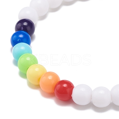 2Pcs 2 Colors Acrylic Round Beaded Stretch Bracelets Set for Kids BJEW-JB08555-02-1