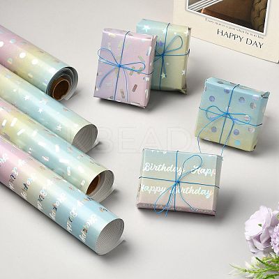 Rainbow Gradient Birthday Gift Wrapping Paper DIY-FZC0002-03C-1