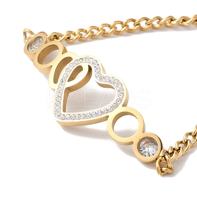 304 Stainless Steel Micro Pave Cubic Zirconia Link Bracelet for Women LS-BJEW-C070-03A-G-1