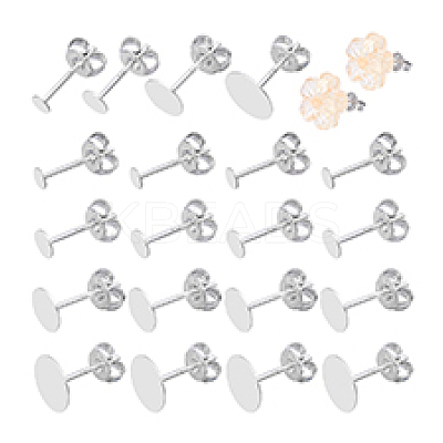 925 Sterling Silver Flat Pad Stud Earring Findings STER-PH0002-77-1