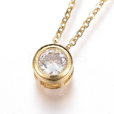 Brass Micro Pave Cubic Zirconia Pendant Necklaces NJEW-O108-29-1
