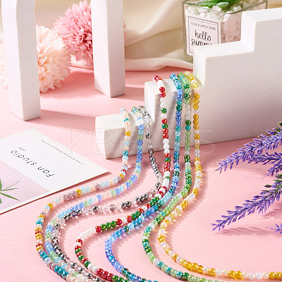7 Strands 7 Colors Electroplate Glass Beads Strands GLAA-TA0001-72-1