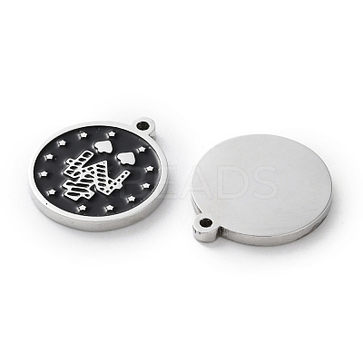 304 Stainless Steel Black Enamel Charms STAS-M102-17P-05-1