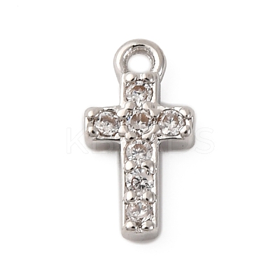 Brass Micro Pave Clear Cubic Zirconia Charms KK-V016-22A-P-1