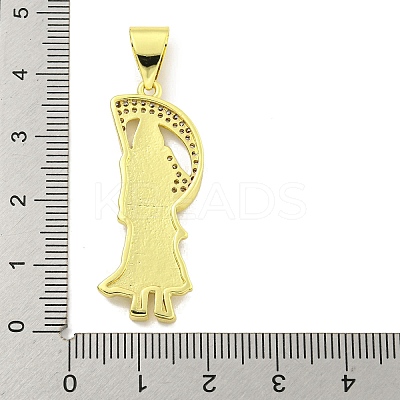 Rack Plating Brass Micro Pave Clear Cubic Zirconia Pendants KK-B091-30G-02-1