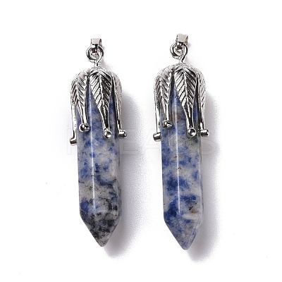 Natural Blue Spot Jasper Big Pointed Pendants G-E059-03AS-01-1