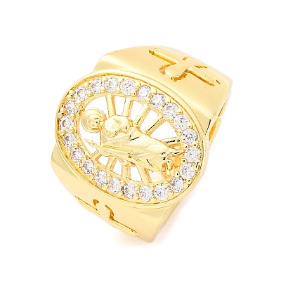 Brass Micro Pave Clear Cubic Zirconia Rings for Women RJEW-U047-30G-1