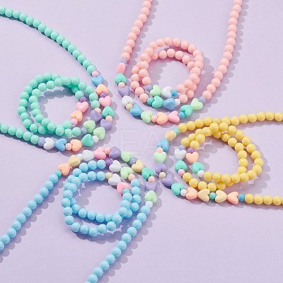 Stretch Kids Beaded Necklace & Bracelet Jewelry Sets SJEW-JS01198-1