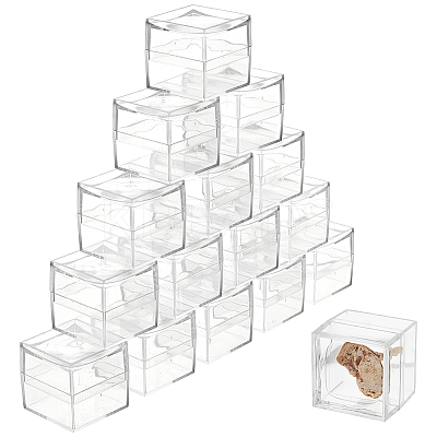 16Pcs Square Transparent Plastic Ring Viewer Magnifier Boxes CON-FG0001-26-1