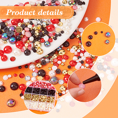 3025Pcs 24 Style ABS Plastic Imitation Pearl Cabochons and Imitation Taiwan Acrylic Rhinestone Cabochons SACR-PH0002-16-1