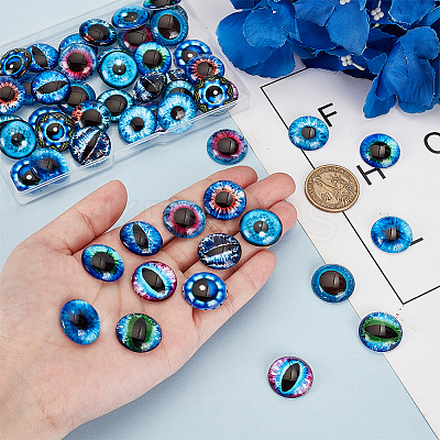 60Pcs 15 Colors Glass Cabochons GGLA-GA0001-36-1