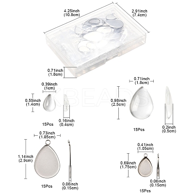 DIY Teardrop 304 Stainless Steel Pendant Making Kits DIY-FS0008-40-1