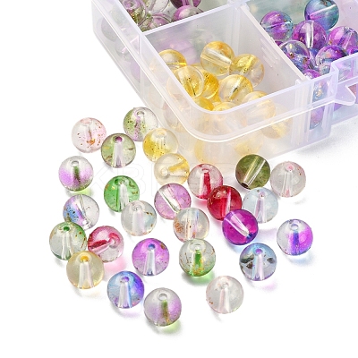 8 Colors Transparent Spray Painted Glass Bead GLAA-YW0001-45-1