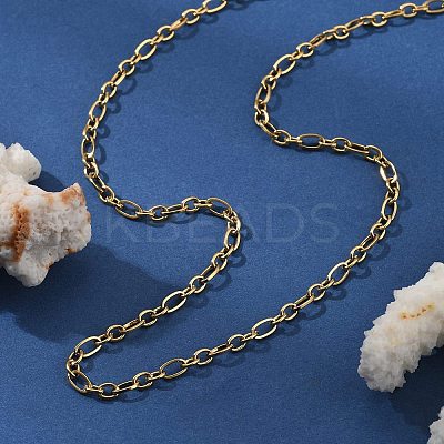 3.5MM 304 Stainless Steel Oval Link Chain Necklaces NJEW-T016-08G-1