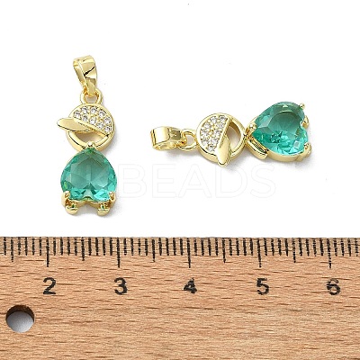 Rack Plating Brass Micro Pave Clear Cubic Zirconia Pendants KK-R157-11C-G-1