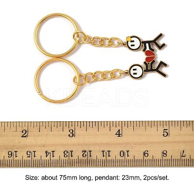 2Pcs 304 Stainless Steel Enamel Keychain KEYC-FS00034-01-1
