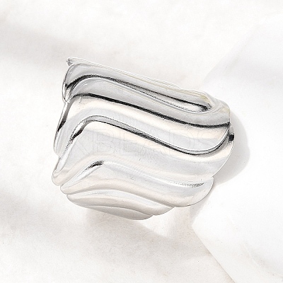 304 Stainless Steel Open Cuff Rings for Women RJEW-K313-17P-1