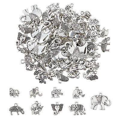 72Pcs 12 Styles Tibetan Style Zinc Alloy Pendants TIBEP-DC0001-29-1