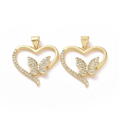 Brass Cubic Zirconia Pendants ZIRC-I062-09G-1