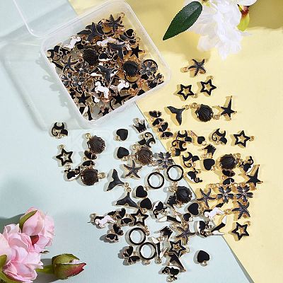 140Pcs 14 Styles Alloy Pendants ENAM-SZ0001-91-1