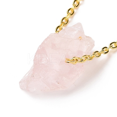 Natural Rose Quartz Irregular Nugget Pendant Necklace LS-G-E155-03G-02-1