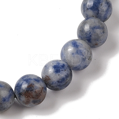 8mm Round Natural Blue Spot Jasper Braided Bead Bracelets BJEW-C067-01B-15-1