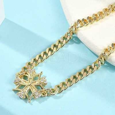 Brass Micro Pave Clear Cubic Zirconia Link Bracelets LS-BJEW-M050-03G-03-1