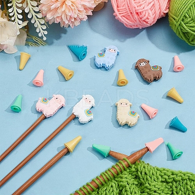 Silicone Alpaca Shape Knitting Needle Stoppers PW-WGB6D24-01-1