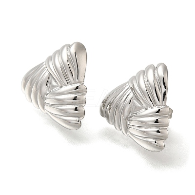 304 Stainless Steel Textured Triangle Stud Earrings for Women EJEW-S227-58P-1