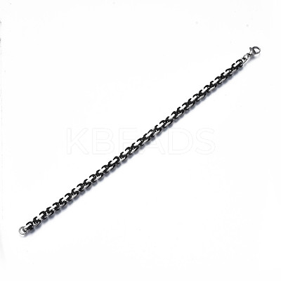 Ion Plating(IP) Two Tone 201 Stainless Steel Byzantine Chain Bracelets BJEW-S057-95A-1
